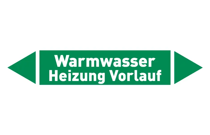 Pfeil Warmwasser Heizung Vorlauf grün/weiß 125x25 mm