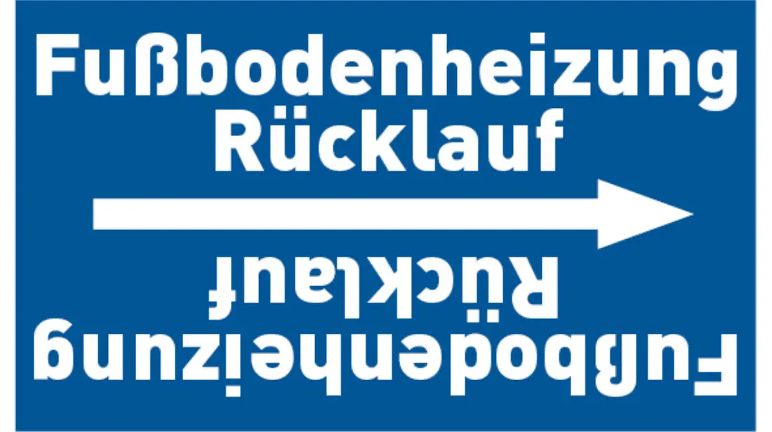 Kennzeichnungsband Fußbodenheizung Rücklauf blau/weiß, bis Ø 50 mm 33 m/Rolle