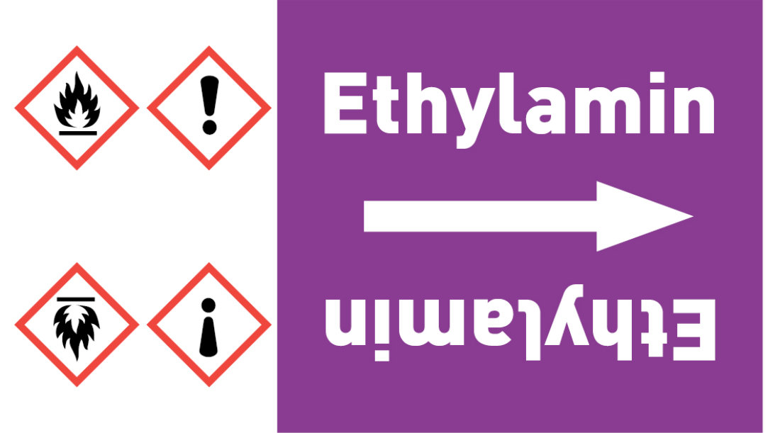Kennzeichnungsband Ethylamin violett/weiß ab Ø 50 mm 33 m/Rolle
