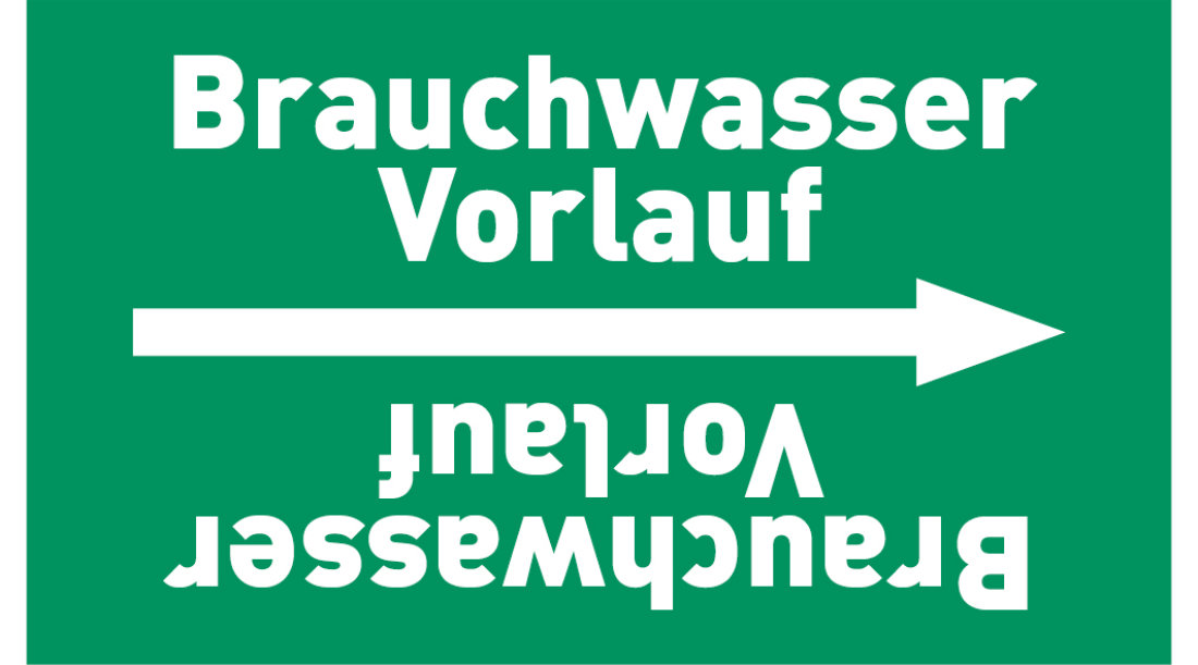 Kennzeichnungsband Brauchwasser Vorlauf grün/weiß ab Ø 50 mm 33 m/Rolle