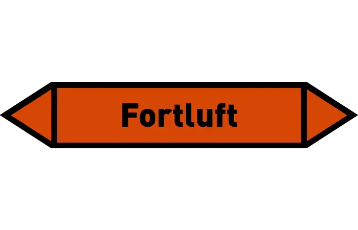 Pfeil Fortluft orange/schwarz 215x40 mm