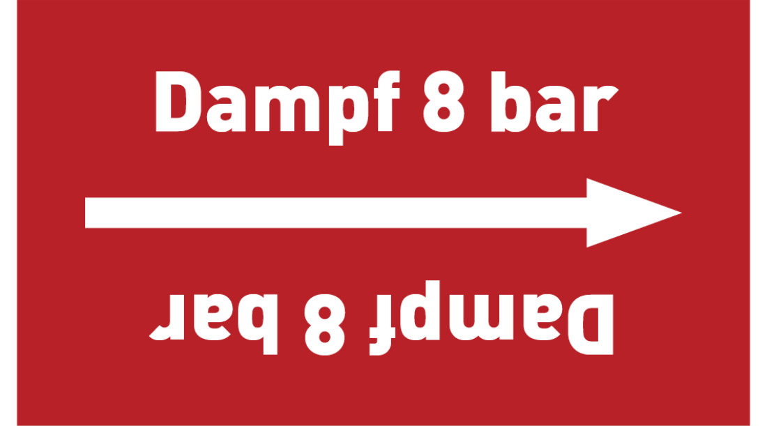 Kennzeichnungsband Dampf 8 bar rot/weiß ab Ø 50 mm 33 m/Rolle