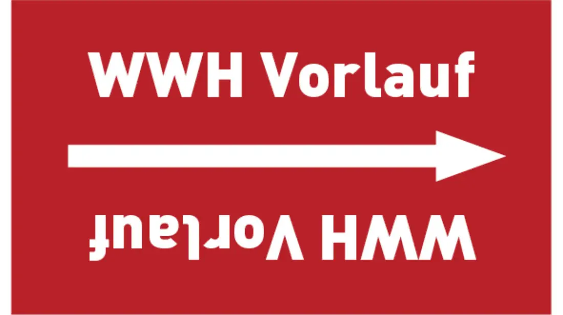 Kennzeichnungsband WWH Vorlauf rot/weiß bis Ø 50 mm 33 m/Rolle