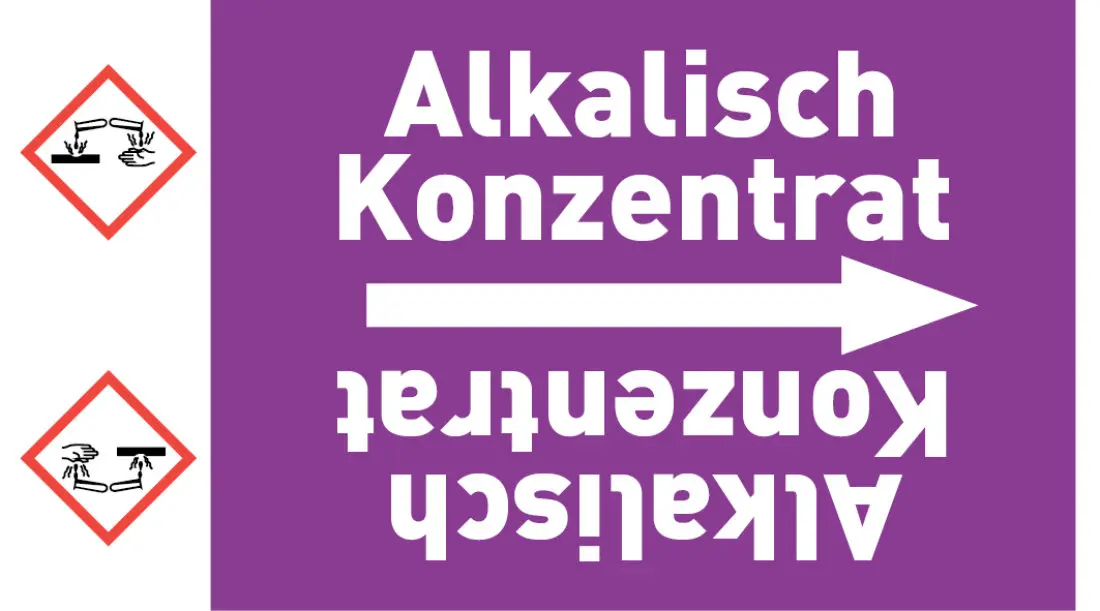 Kennzeichnungsband Alkalisch Konzentrat violett/weiß ab Ø 50 mm 33 m/Rolle