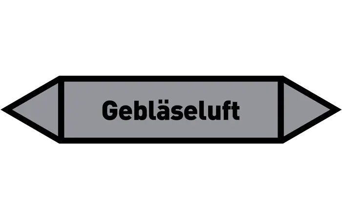 Pfeil Gebläseluft grau/schwarz 125x25 mm