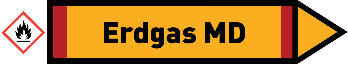 Pfeil rechts Erdgas MD gelb/schwarz 215x40 mm