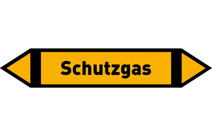 Pfeil Schutzgas gelb/schwarz 215x40 mm