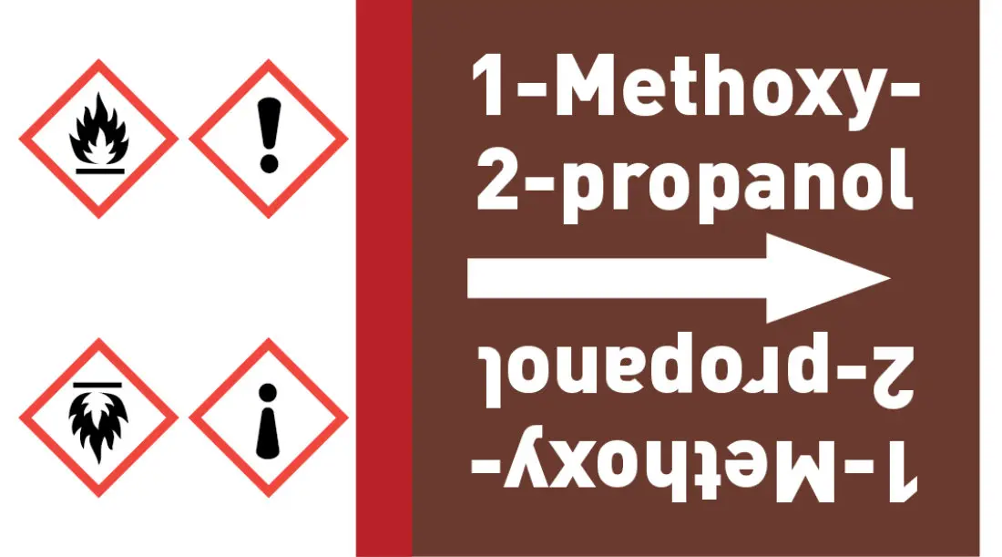 Kennzeichnungsband 1-Methoxy-2-propanol braun/weiß ab Ø 50 mm 33 m/Rolle