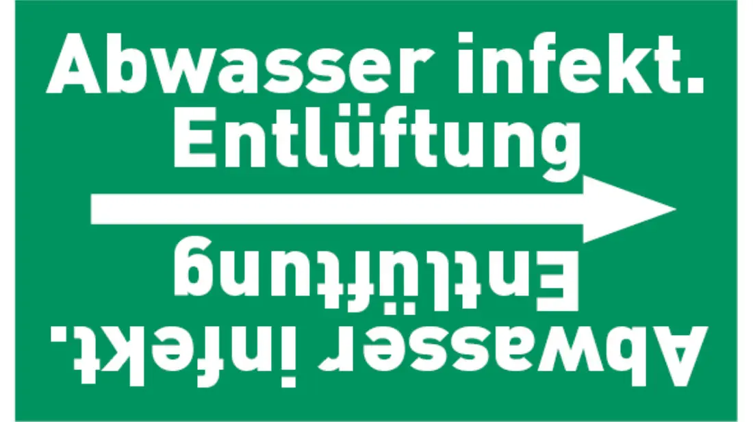 Kennzeichnungsband Abwasser infekt. Entlüftung grün/weiß bis Ø 50 mm 33 m/Rolle