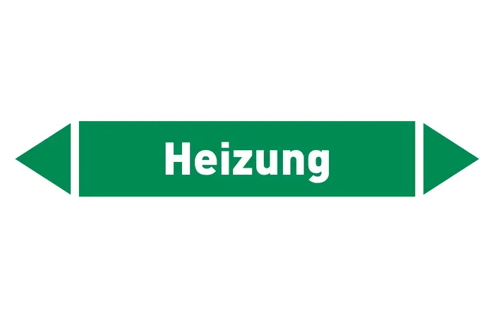 Pfeil Heizung grün/weiß 215x40 mm