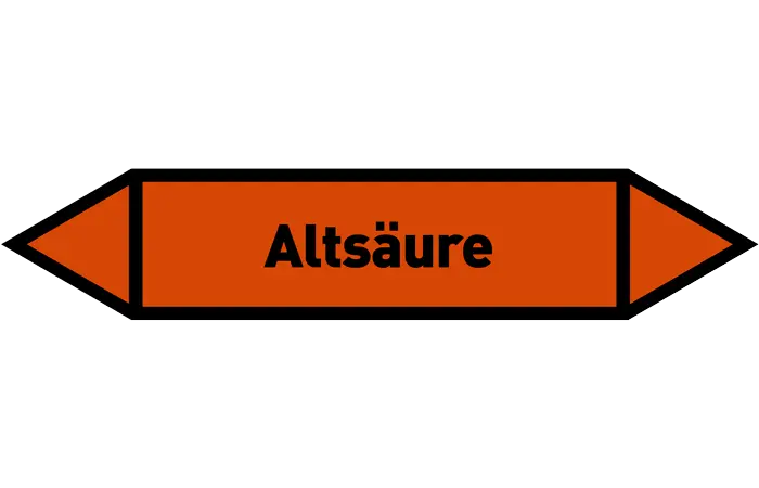 Pfeil Altsäure orange/schwarz 125x25 mm