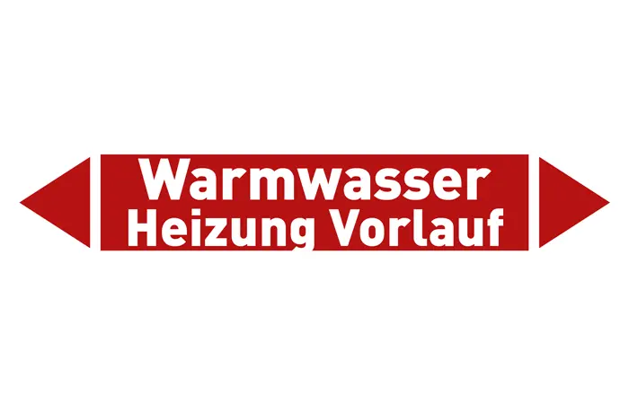 Pfeil Warmwasser Heizung Vorlauf rot/weiß 215x40 mm