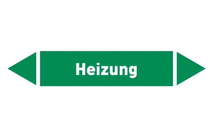 Pfeil Heizung grün/weiß 125x25 mm