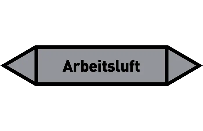 Pfeil Arbeitsluft grau/schwarz 125x25 mm