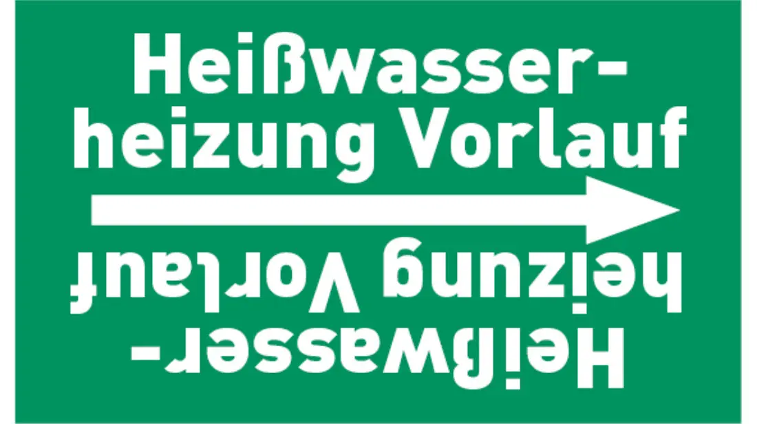 Kennzeichnungsband Heißwasserheizung Vorlauf grün/weiß bis Ø 50 mm 33 m/Rolle