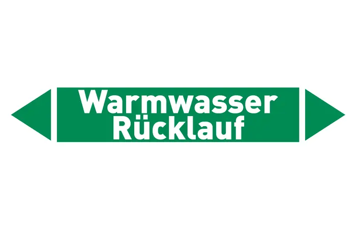 Pfeil Warmwasser Rücklauf grün/weiß 215x40 mm