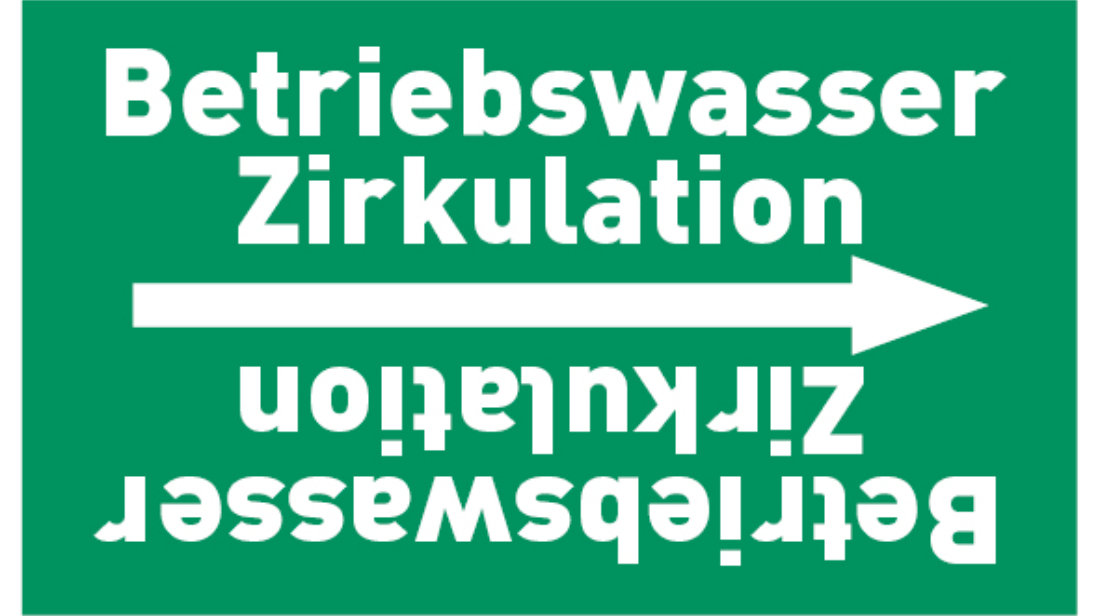 Kennzeichnungsband Betriebswasser Zirkulation grün/weiß bis Ø 50 mm 33 m/Rolle
