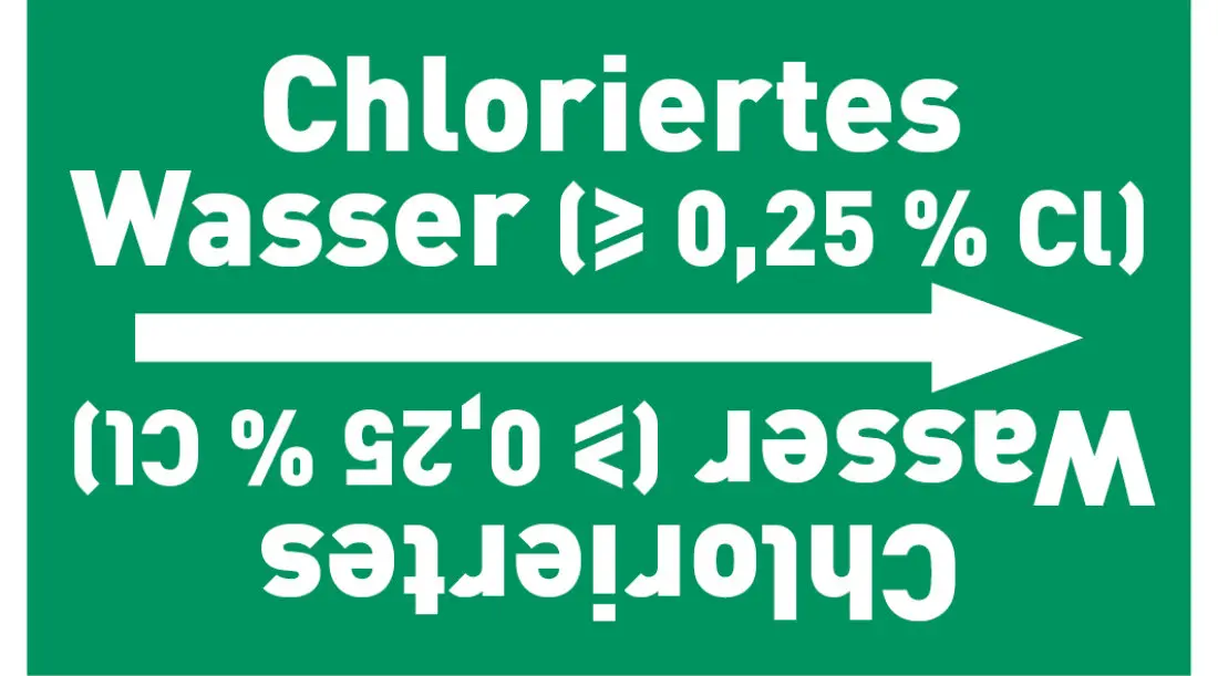 Kennzeichnungsband Chloriertes Wasser (≥ 0,25 % Cl) grün/weiß ab Ø 50 mm 33 m/Rolle