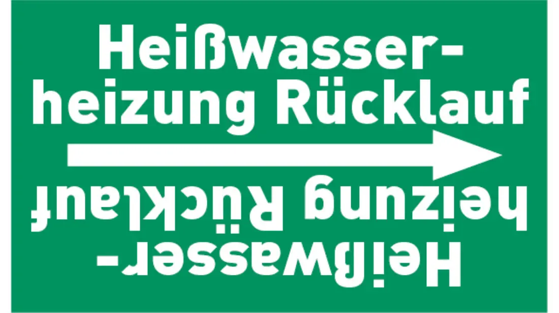 Kennzeichnungsband Heißwasserheizung Rücklauf grün/weiß bis Ø 50 mm 33 m/Rolle