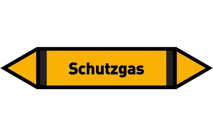 Pfeil Schutzgas gelb/schwarz 125x25 mm