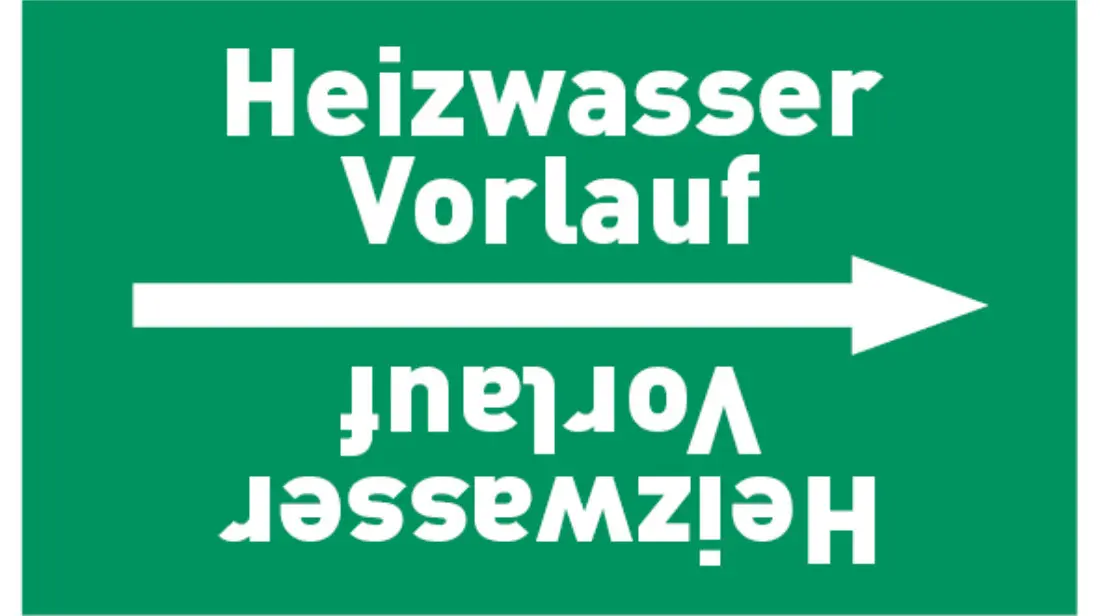 Kennzeichnungsband Heizwasser Vorlauf grün/weiß bis Ø 50 mm 33 m/Rolle