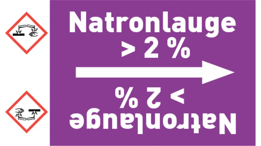 Kennzeichnungsband Natronlauge > 2 % violett/weiß bis Ø 50 mm 33 m/Rolle