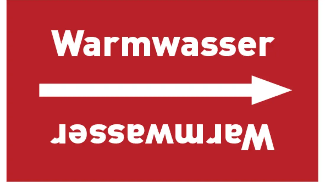 Kennzeichnungsband Warmwasser rot/weiß, bis Ø 50 mm 33 m/Rolle