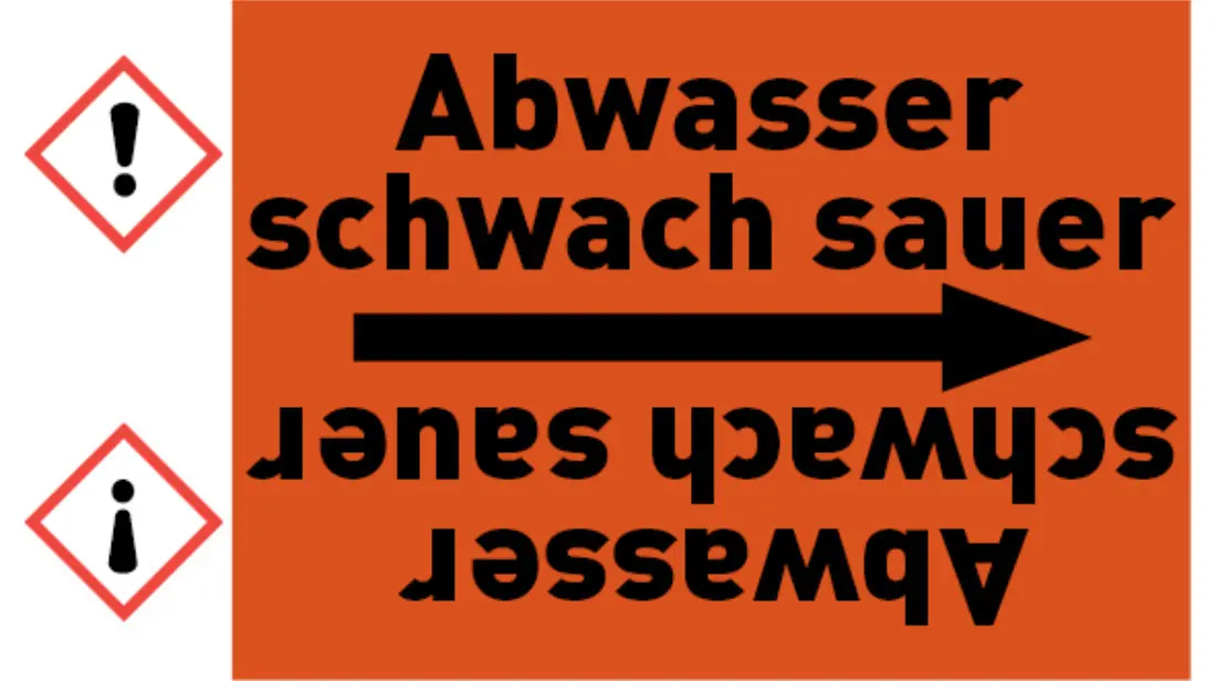 Kennzeichnungsband Abwasser schwach sauer orange/schwarz bis Ø 50 mm 33 m/Rolle