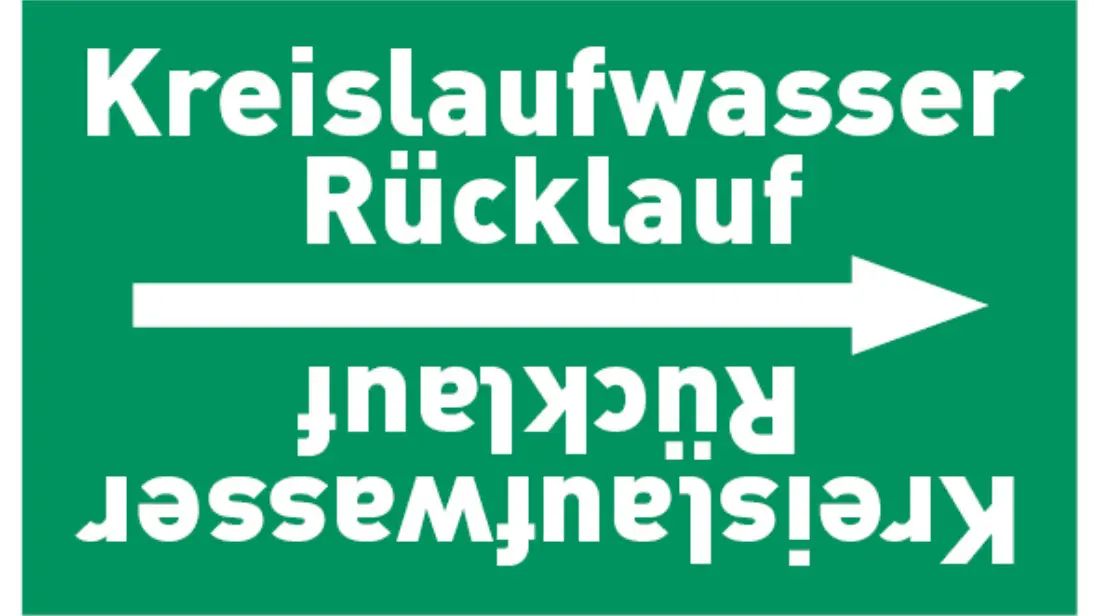 Kennzeichnungsband Kreislaufwasser Rücklauf grün/weiß bis Ø 50 mm 33 m/Rolle