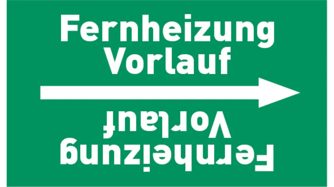 Kennzeichnungsband Fernheizung Vorlauf grün/weiß bis Ø 50 mm 33 m/Rolle