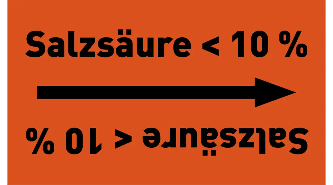 Kennzeichnungsband Salzsäure < 10 % orange/schwarz ab Ø 50 mm 33 m/Rolle