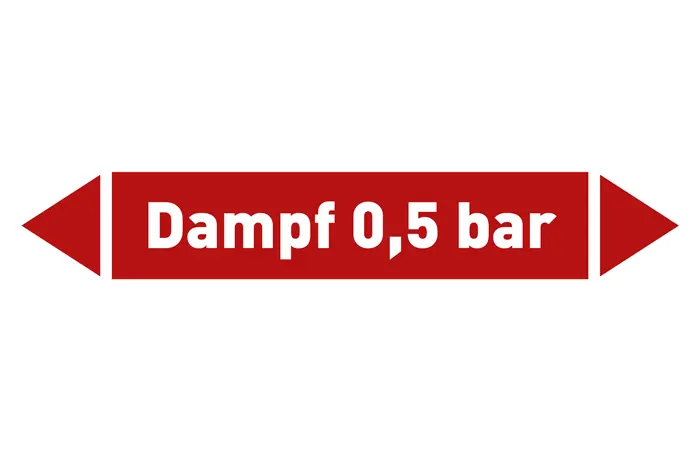 Pfeil Dampf 0,5 bar rot/weiß 215x40 mm