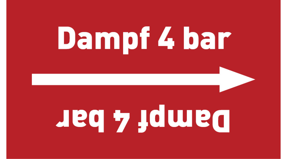 Kennzeichnungsband Dampf 4 bar rot/weiß ab Ø 50 mm 33 m/Rolle