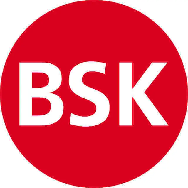 Plakette Ø 40 mm "BSK" rot/weiß; 1 VPE (200 Stück)