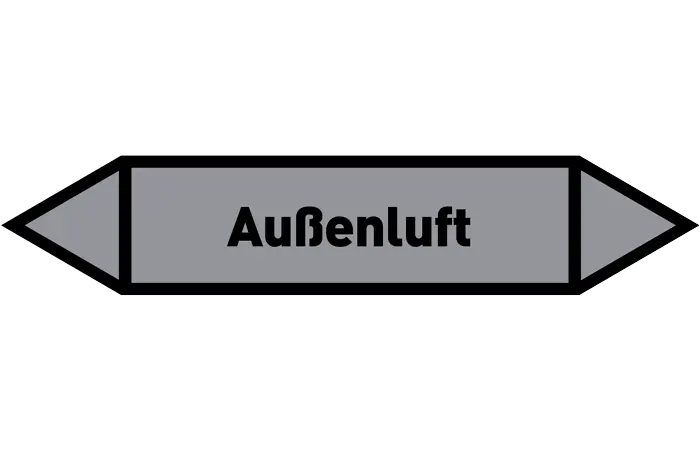 Pfeil Außenluft grau/schwarz 125x25 mm