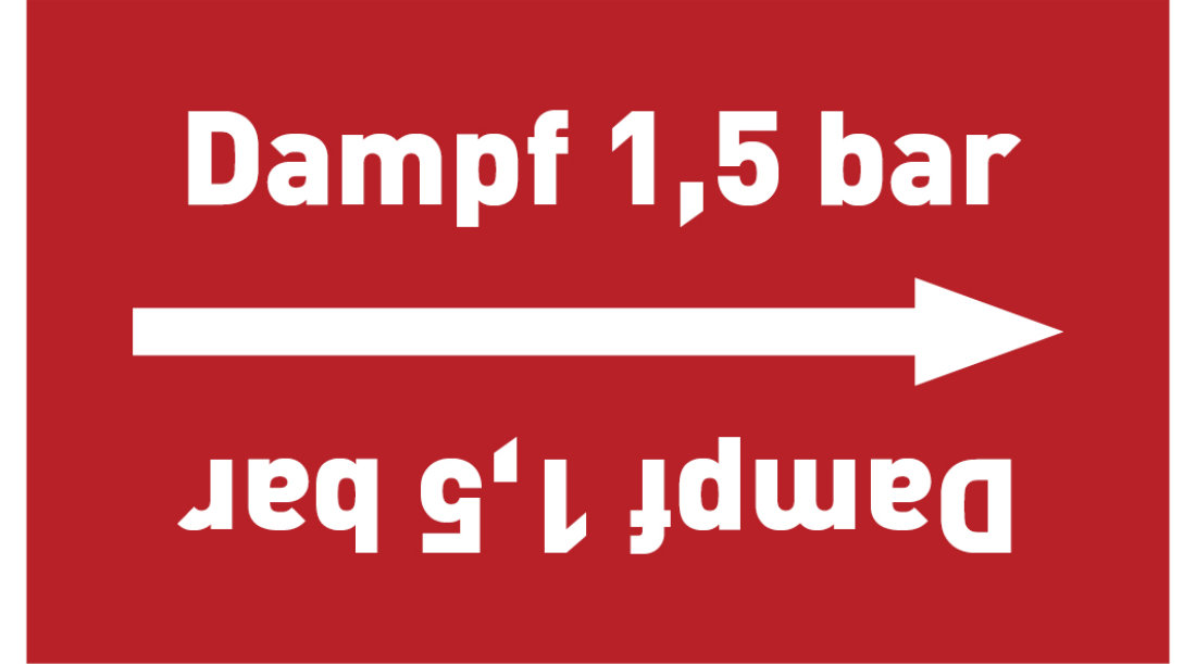 Kennzeichnungsband Dampf 1,5 bar rot/weiß ab Ø 50 mm 33 m/Rolle