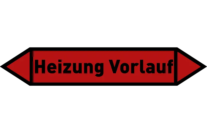 Pfeil Heizung Vorlauf rot/schwarz 215x40 mm