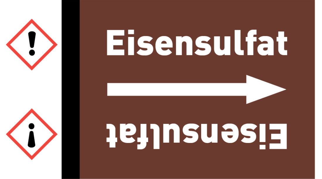 Kennzeichnungsband Eisensulfat braun/weiß ab Ø 50 mm 33 m/Rolle