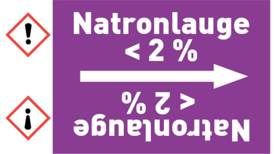 Kennzeichnungsband Natronlauge < 2 % violett/weiß bis Ø 50 mm 33 m/Rolle