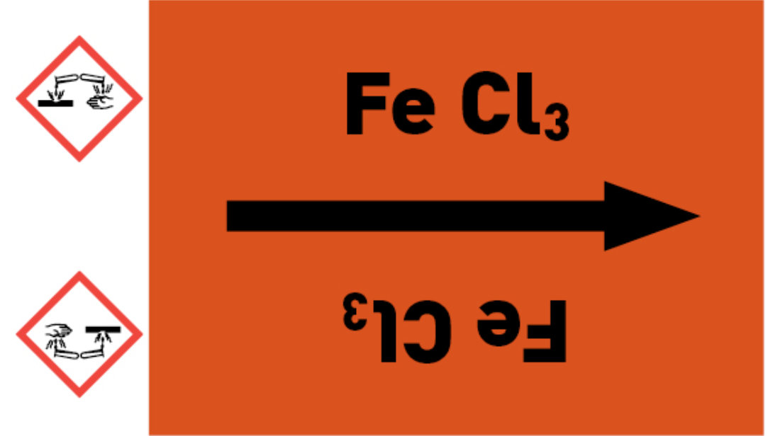 Kennzeichnungsband Fe Cl3 orange/schwarz bis Ø 50 mm 33 m/Rolle