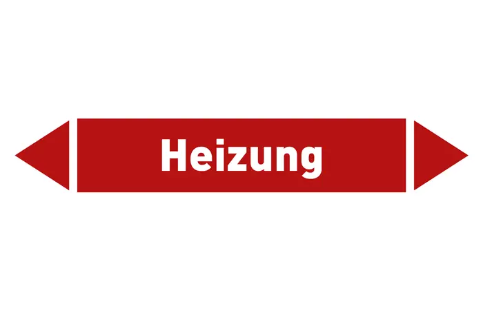 Pfeil Heizung rot/weiß 215x40 mm