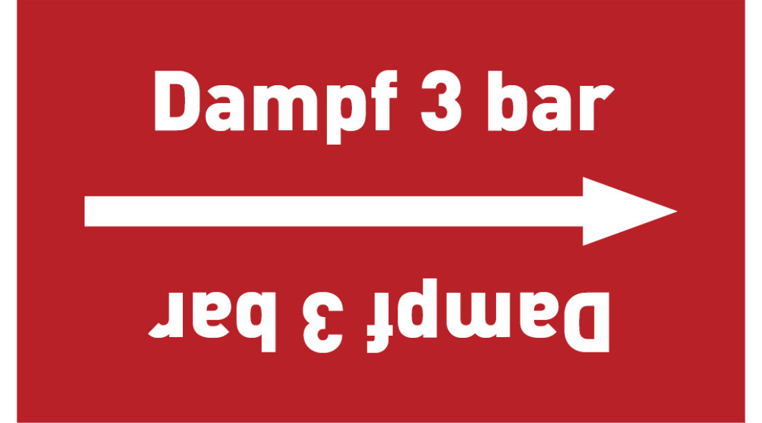 Kennzeichnungsband Dampf 3 bar rot/weiß ab Ø 50 mm 33 m/Rolle