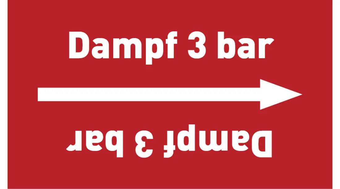 Kennzeichnungsband Dampf 3 bar rot/weiß ab Ø 50 mm 33 m/Rolle