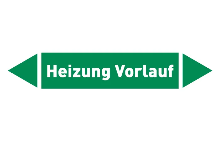 Pfeil Heizung Vorlauf grün/weiß 125x25 mm