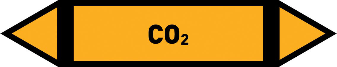 Pfeil CO2 gelb/schwarz 125x25 mm