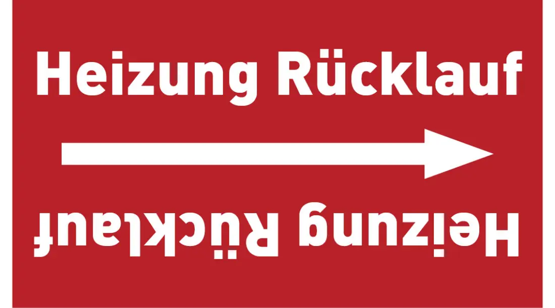 Kennzeichnungsband Heizung Rücklauf rot/weiß, ab Ø 50 mm 33 m/Rolle