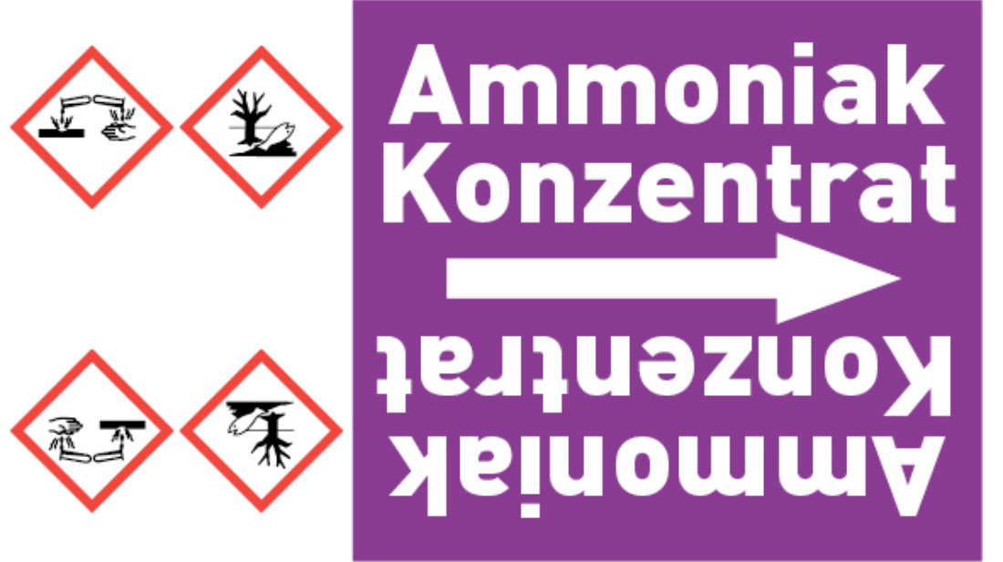 Kennzeichnungsband Ammoniak Konzentrat violett/weiß bis Ø 50 mm 33 m/Rolle