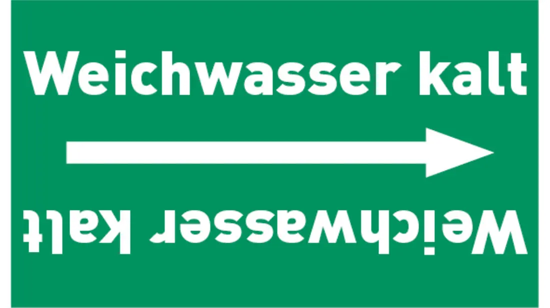 Kennzeichnungsband Weichwasser kalt grün/weiß bis Ø 50 mm 33 m/Rolle