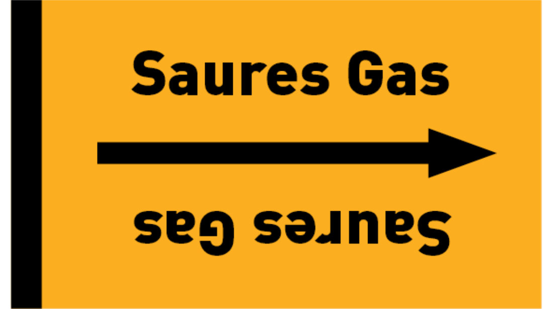 Kennzeichnungsband Saures Gas gelb/schwarz bis Ø 50 mm 33 m/Rolle