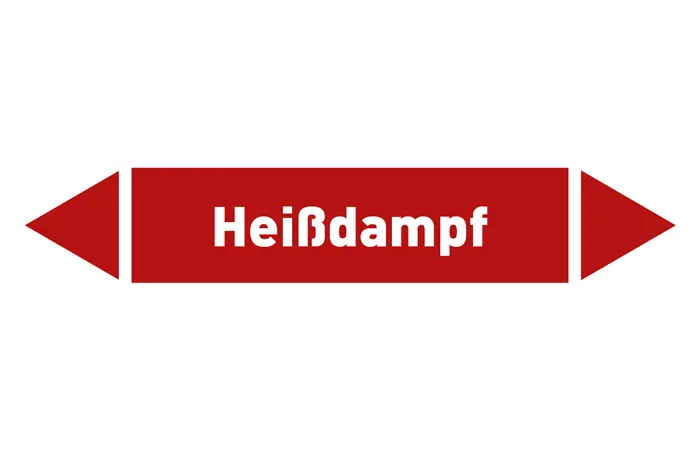 Pfeil Heißdampf rot/weiß 125x25 mm